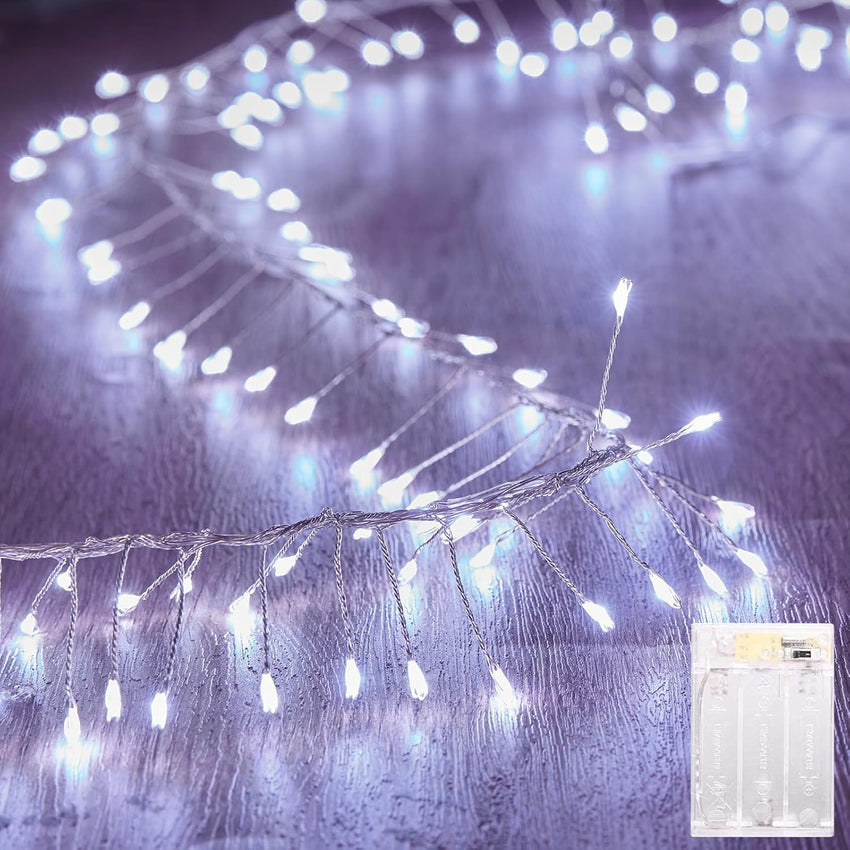 Brightown Fairy Lights Battery Operated, 10Ft 120 LED Firecracker String Lights, Waterproof Silver Wire Starry Firefly Light for DIY Wreath Weeding Indoor Outdoor Christmas Decorations