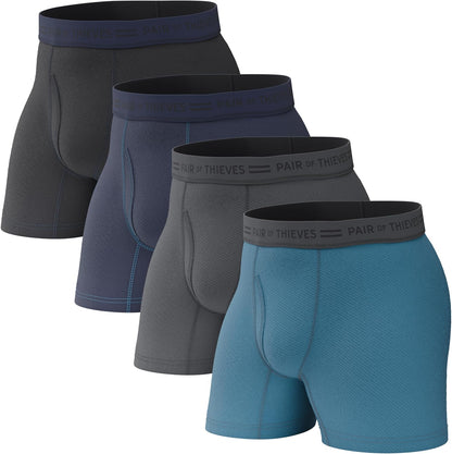 Pair of Thieves Men's Underwear Boxer Briefs - Soft Cotton Boxer Briefs for Men Pack - 4 Pack Tagless Mens Underwear