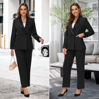 Women's Pants Suit 2 Piece Set Smil Fit Jacket Shawl Sollar Blazer Dress for Women