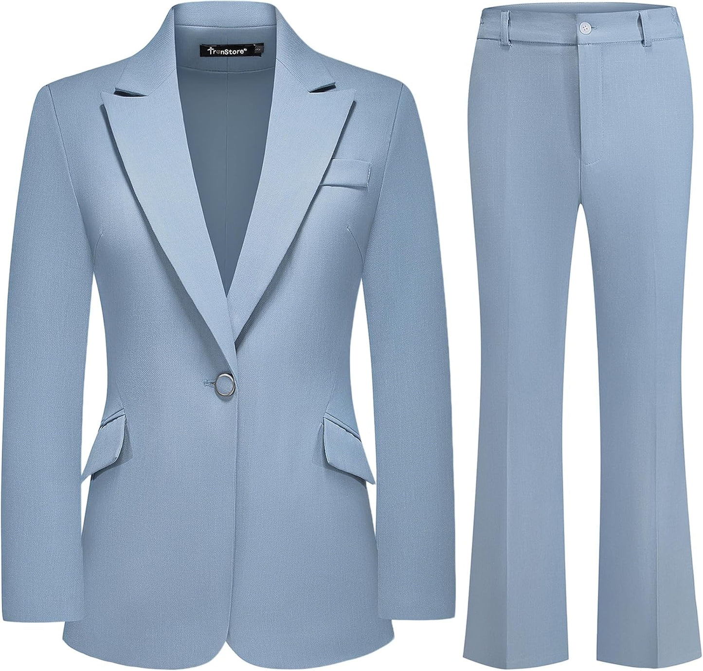 Women's Suit 2 Piece Set Pinstripe Blazer and Bootcut Dressy Pants Set for Work Office Business Outfits