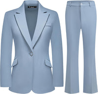 Women's Suit 2 Piece Set Pinstripe Blazer and Bootcut Dressy Pants Set for Work Office Business Outfits