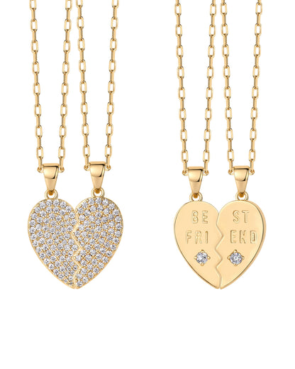 PAVOI 14K Gold Plated Cubic Zirconia Heart Necklace | Cute Dainty Love Pendant Necklaces for Women - Valentines Day Trendy Jewelry