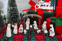 12-Piece Resin Christmas Nativity Scene Set – Miniature Holy Family Figurines with Manger and Animals, Indoor Holiday Tabletop Display