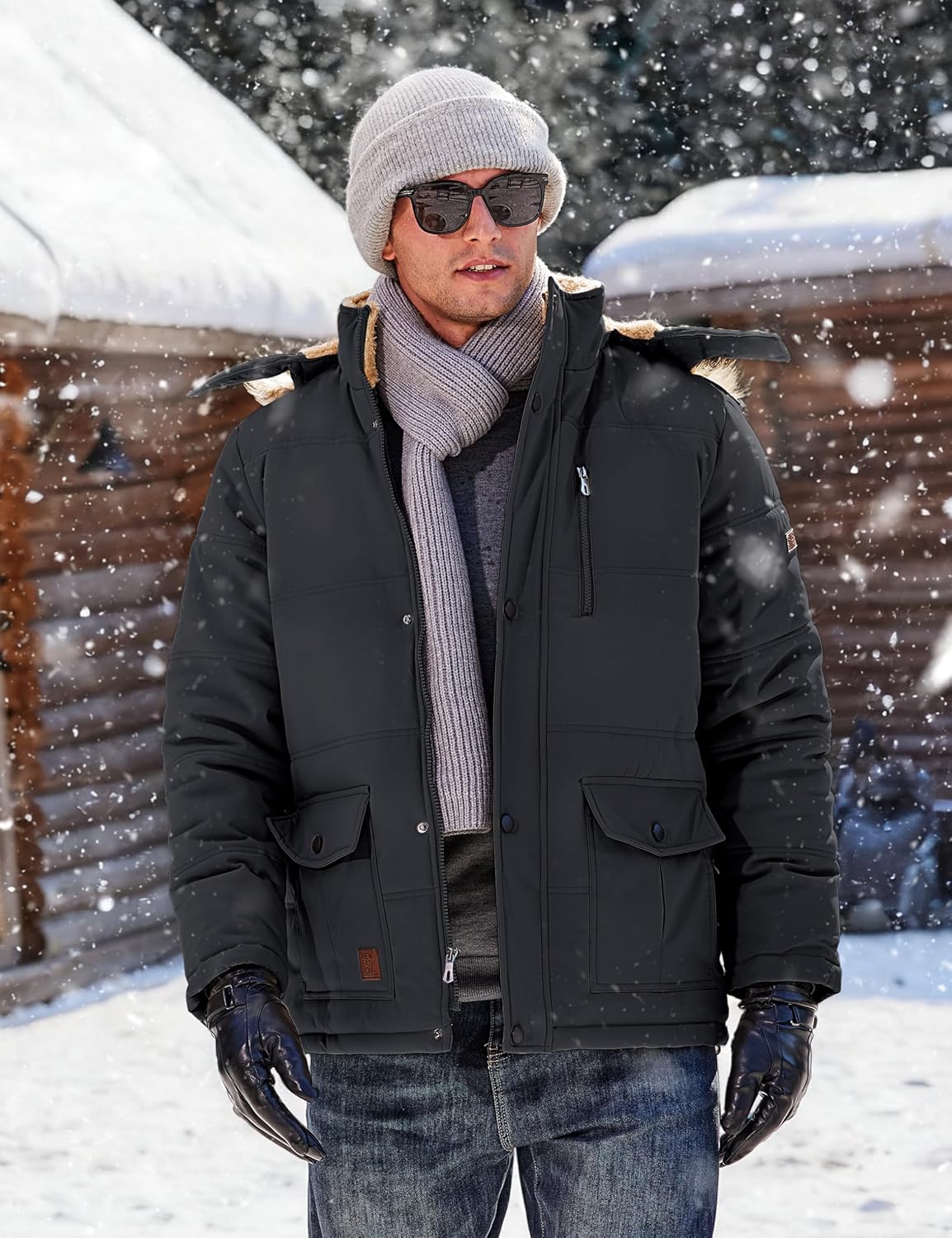 7DAY'S Men's Winter Jacket with Hood Water Repellent Windproof Thicken Parka Winter Coat