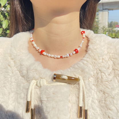 Natural Freshwater Pearl Fun Flirty Beaded Choker Necklace Handmade Summer Boho Jewlery Gifts for Women Teen