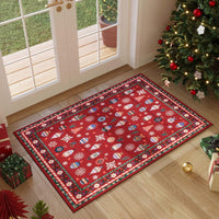 Rugcomf Christmas 3x5 Rug – Red Santa Claus Area Rug, Machine Washable Non-Slip Low Pile Holiday Carpet for Bedroom, Entryway, Bathroom, Kitchen, Bedside, Kids Room
