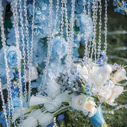 Jishi 99ft Crystal Bead Garland for Christmas Tree Decorations, Iridescent Acrylic Beaded Garland Strand Roll, Hanging Christmas Decorations Indoor Home Decor, String Diamond Beads for Crafts Curtains