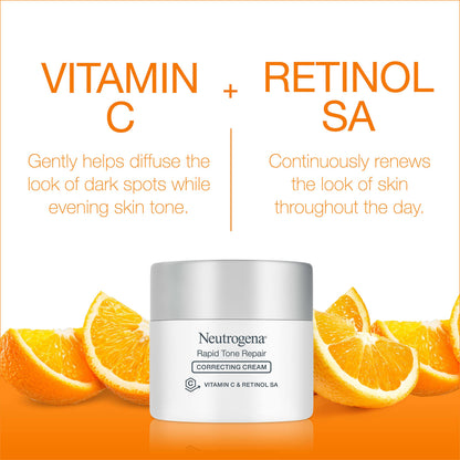 Neutrogena Rapid Tone Repair Retinol + Vitamin C Face Moisturizer, Dark Spot Corrector, Anti-Aging Face Cream for Even Tone 1.7 oz + Trial Size Hydro Boost Facial Cleanser, 0.5 fl. oz