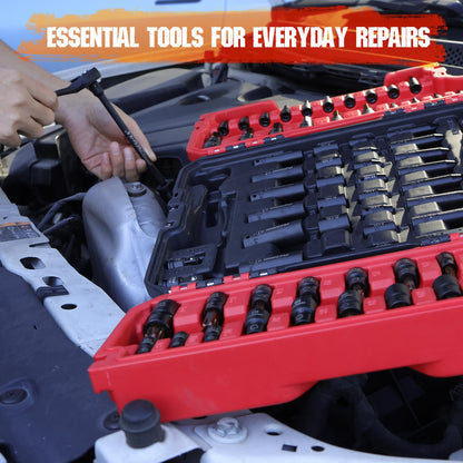 Hex Bit Impact Socket Set: 36-Piece with 4 Adapters, 1/4" 3/8" 1/2" Drive Master Allen Impact Socket Set, SAE and Metric, H5-H19 & 3/4"-5/64", Heavy Duty Storage Case, Automotive Mechanic