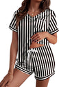 Ekouaer Silk Pajama for Women Short Sleeve Satin Pj Set Two Piece Soft Sleepwear Loungewear S-XXL