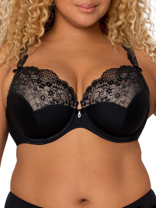 Curvy Couture Womens Tulip Strappy Lace Push-up Bra