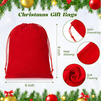 SilTriangle 48 Pcs Christmas Drawstring Gift Bags Bulk Small Cloth Christmas Sack Fabric Holiday Wrapping Pouches Xmas Drawstring Bags for Party Favor DIY Present Candy Goodie 6 x 8'', Red Green White