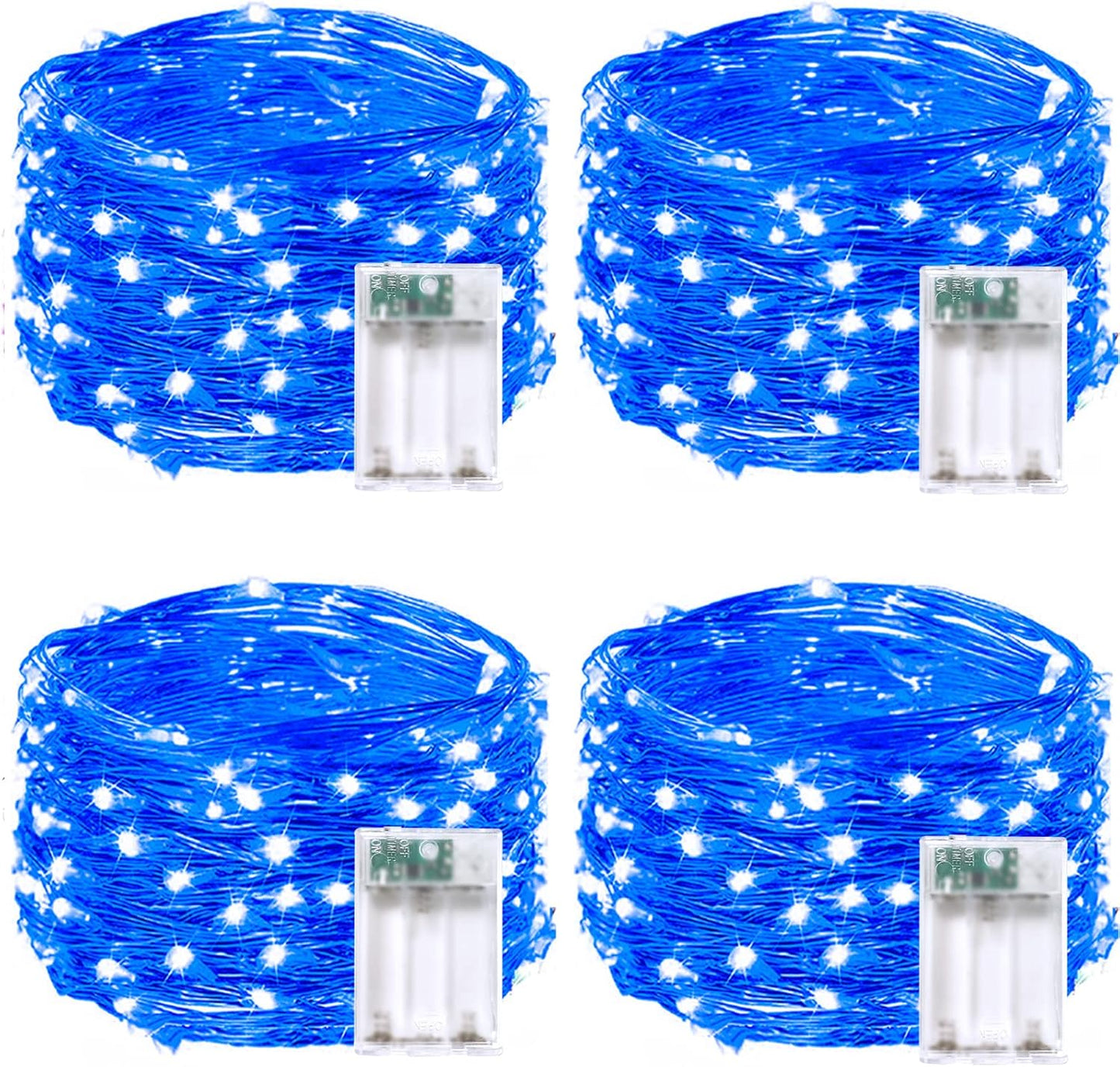 4 Pack 60 LED Fairy Lights Battery Operated with Timer, 20FT Waterproof Twinkle Lights Indoor Outdoor, Cuttable String Lights for Bedroom, Wedding, DIY, Centerpiece, Christmas Decorations (Warm White)