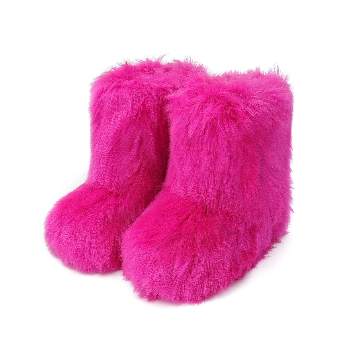 Wnshonzy Fur Boots for Women Snow Furry Fluffy Platform Flat Ankle Mini Boot Winter Round Toe Y2k Comfortable Mid-Calf Short Outdoor 2025
