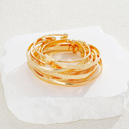 FAXHION Gold Bangle Bracelets for Women, 14 Pcs Multi Layer Stackable Bangle Set, 14K Gold Plated Textured Chunky Bracelets Boho Jewelrys Set