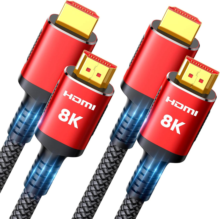 Snowkids 8K Long HDMI Cable 30 ft, Non-Slip Nylon Braided, 48Gbps Ultra High-Speed HDMI Cables Cord, 10K 8K@60Hz, 4K@120Hz Compatible for TV/PS-5/X-box/Projector/Sound System & More