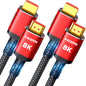 Snowkids 8K HDMI 2.1 Cable 3.3 ft, Non-Slip Nylon Braided, 48Gbps Ultra High-Speed HDMI Cables Cord, 10K 8K@60Hz, 4K@120Hz Compatible for TV/PS-5/X-box/Projector/Sound System & More