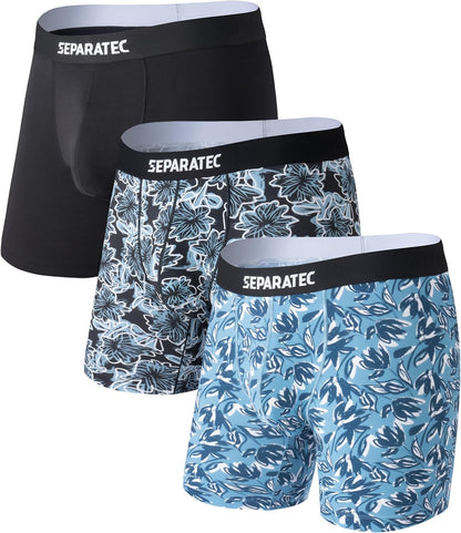 Separatec Mens Underwear with Pouch Moisture Wicking Dual Pouch Boxer Briefs Rayon From Bamboo Underwear Men, Halloween Theme