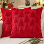 MIULEE Christmas Throw Pillow Covers Dark Green Christmas Decorations Set of 2 Xmas Tree 18x18 Pillow Covers Soft Plush Faux Wool Pillowcases Holiday Festivals Winter Home Decor Sofa Couch Bed Porch