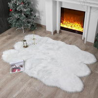 Faux Fur Rug Sheepskin Shag Fluffy Fuzzy White 2x6 ft Runner Rugs for Bedroom Bedside Bed Floor Living Room Plush High-Density Cushion Carpet Super Sofa Cover