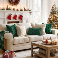 MIULEE Christmas Throw Pillow Covers Dark Green Christmas Decorations Set of 2 Xmas Tree 18x18 Pillow Covers Soft Plush Faux Wool Pillowcases Holiday Festivals Winter Home Decor Sofa Couch Bed Porch