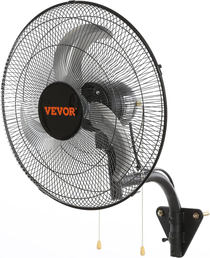 VEVOR 18 inch Wall Mount Fan Waterproof 2 Packs, 3 speed High Velocity 4000 CFM Industrial Wall Fan for Indoor, Commercial, Residential, Warehouse, Greenhouse, Workshop, Basement, Garage,Black