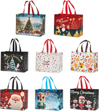 24 Pack Large Christmas Gift Bags 12.8"*6.7"*9.8", Reusable Non-Woven Jumbo Tote Bags with Handles For Christmas Surprise, Xmas Party Supplies Wrapping Shopping