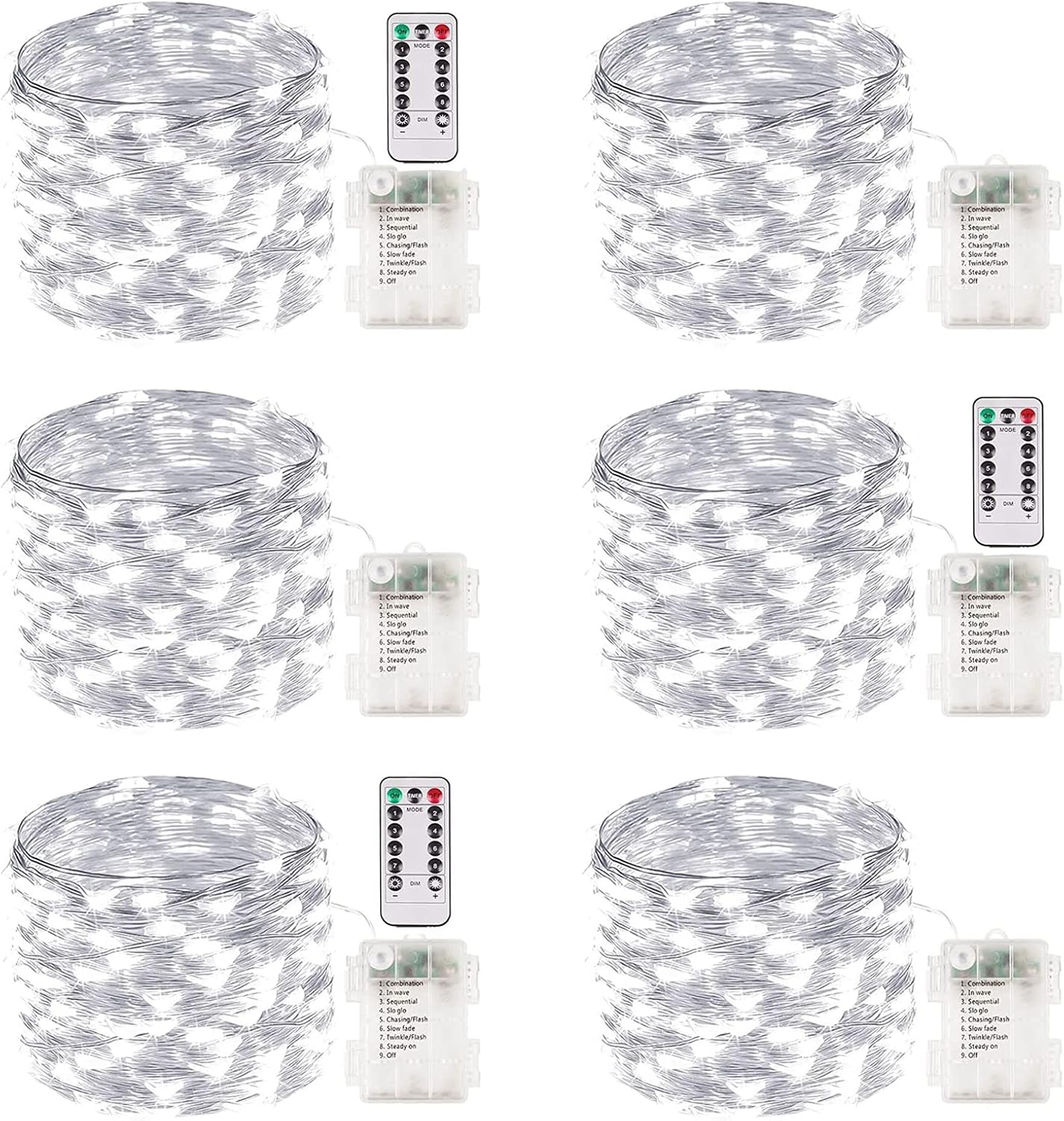 4 Pack 100 LED Fairy Lights Battery Operated with Remote, 33FT Waterproof Twinkle Lights with Timer & 8 Modes, Fairy String Light Outdoor Indoor for Bedroom Classroom DIY Christmas Decor (Warm White)