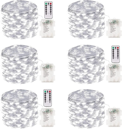 4 Pack 100 LED Fairy Lights Battery Operated with Remote, 33FT Waterproof Twinkle Lights with Timer & 8 Modes, Fairy String Light Outdoor Indoor for Bedroom Classroom DIY Christmas Decor (Warm White)