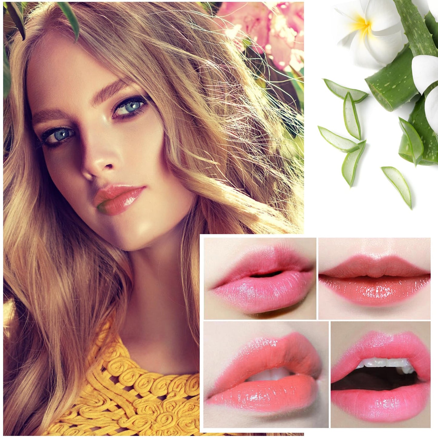 4 Pack Aloe Vera Lipstick,Long Wear Nourishing Lip stick,Waterproof Moisturizing Color Changing Lip Balm Lipstick,Lip Gloss,Magic Temp Color Change Matte Lip Gloss Makeup