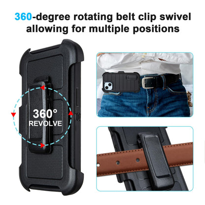 for Black Case iPhone 14 Case with Belt Clip, for Shockproof Case iPhone 14 Heavy Duty,3 Layers of Sturdy,Anti-Drop,Military-Grade Defender Cover for iPhone 14 Case Black