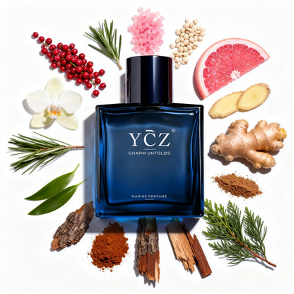 Ycz Midnight Marine Eau de Parfum for Men, 1.7 Fl Oz (50 mL), Long-Lasting Cologne, Fresh Marine & Woody Fragrance with Grapefruit, Ginger and Cedar Notes for Daily Wear, Date Night and Gifts