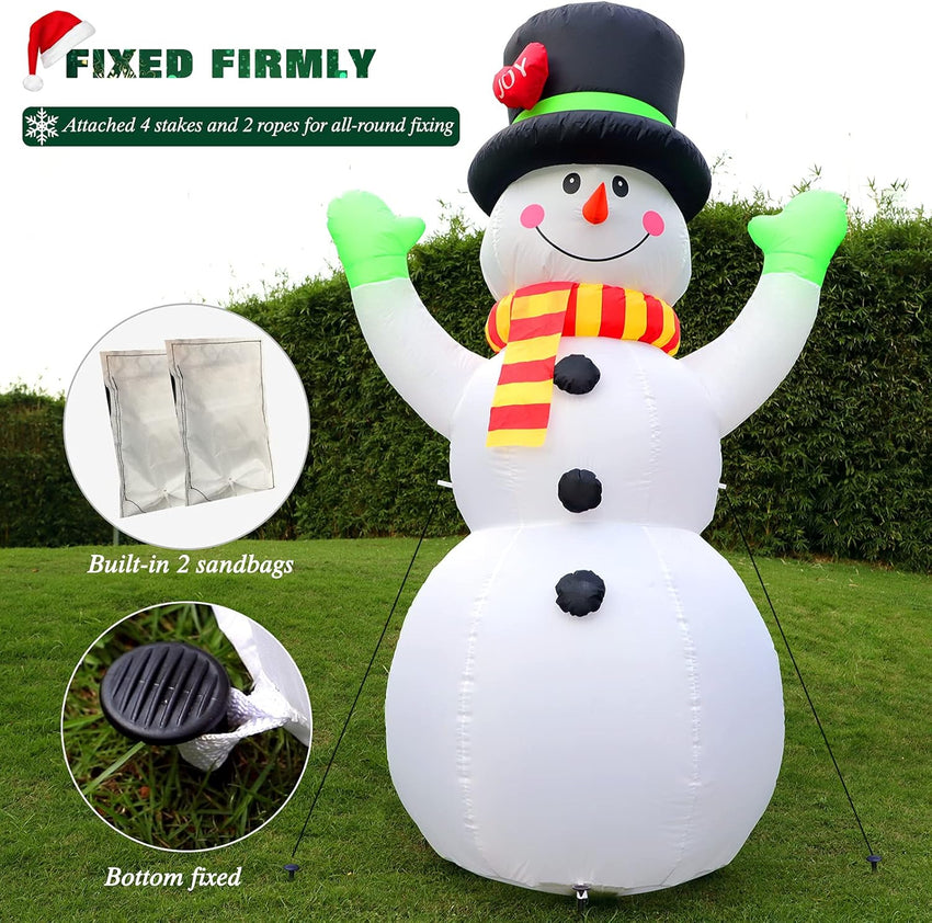 7 FT Christmas Inflatables Giant Snowman Outdoor Decorations, Blow up Snow Man Yard Decor Built-in Bright LED Light Wear Magic Hat, Weatherproof Holiday for Garden Patio Lawn Party Xmas Gifts