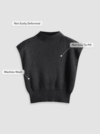 CIDER Women's Mock Neck Sleeveless Sweater Tops Cap Sleeve Sweater Vests Tank Tops