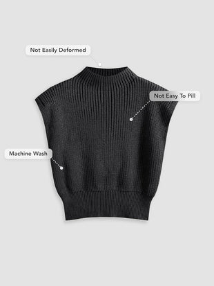 CIDER Women's Mock Neck Sleeveless Sweater Tops Cap Sleeve Sweater Vests Tank Tops