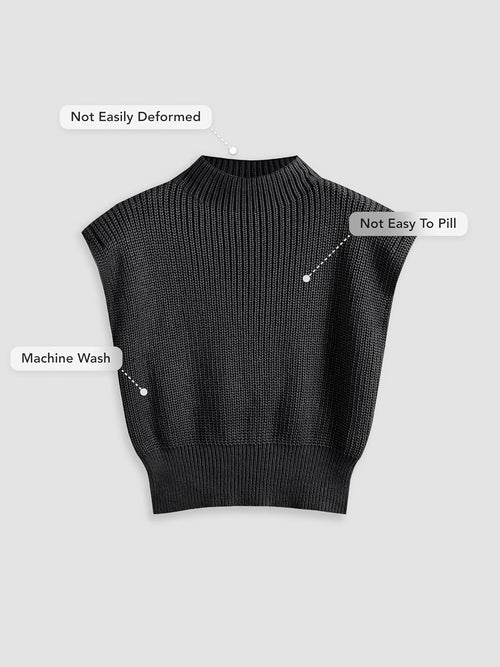 CIDER Women's Mock Neck Sleeveless Sweater Tops Cap Sleeve Sweater Vests Tank Tops