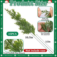 Watayo 45 Pcs Christmas Artificial Pine Branches with Red Berry Stems, 10.5" Faux Evergreen Norfolk Pine Cypress Leaves Stems, Fake Foliage Pine Needles Picks for DIY Craft Garland Home Decor