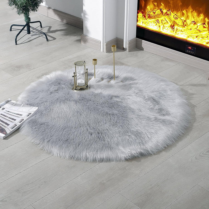 Faux Fur Rug Sheepskin Shag Fluffy Fuzzy White 2x6 ft Runner Rugs for Bedroom Bedside Bed Floor Living Room Plush High-Density Cushion Carpet Super Sofa Cover