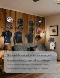 NOTMBESTM Universal Helmet Wall Mount Organizer 2 Pack, Helmet Rack for Display, Helmet Holder for Motorcycle/Bicycle/Tactics Helmet Hanger for Jackets, Coats, Caps and More (Black)