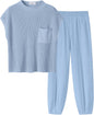 ANRABESS Women's Two Piece Outfits Knit Sweater Vest Crop Top Pants Lounge Matching Tracksuit Sweatsuit Travel Clothes Sets