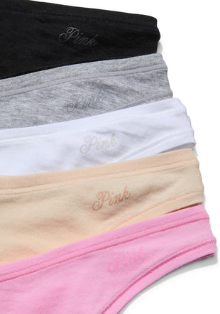 Victoria's Secret PINK Women's Cotton Thong Underwear, Panties for Women, Pink Basic, (M)