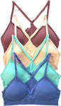 Kalon Women’s 4 Pack Racerback Sports Bralette Seamless Wireless Comfort Bra