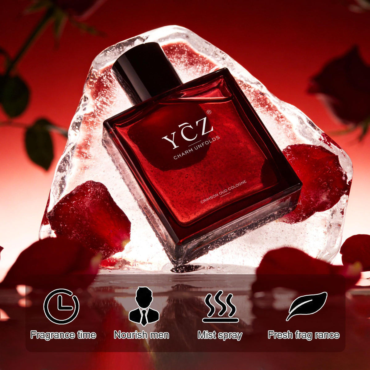Ycz Midnight Marine Eau de Parfum for Men, 1.7 Fl Oz (50 mL), Long-Lasting Cologne, Fresh Marine & Woody Fragrance with Grapefruit, Ginger and Cedar Notes for Daily Wear, Date Night and Gifts