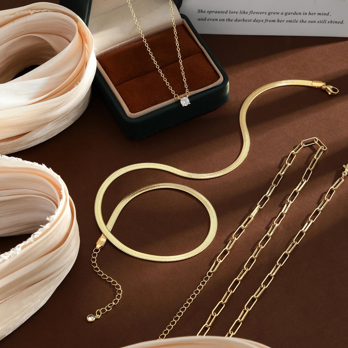 Coshilta Layered Gold Necklaces for Women, 14K Plated Gold Sterling Silver Plated Dainty Pendant Necklace Set with Cubic Zirconia,Stackable Chain Choker,Trendy Personalized Jewelry Gift Non Tarnish