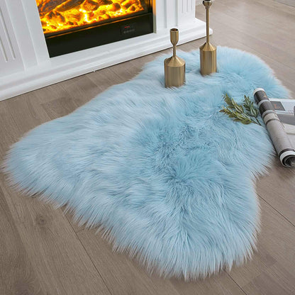 Ashler Faux Fur Rug, Dark Blue Area Rugs, Fluffy Sheepskin Fur Rug, Fuzzy Ultra Soft 2 x 6 Ft Rugs, Machine Washable Shag Rug, Nursery Throw Rugs for Bed, Living, Kids Room