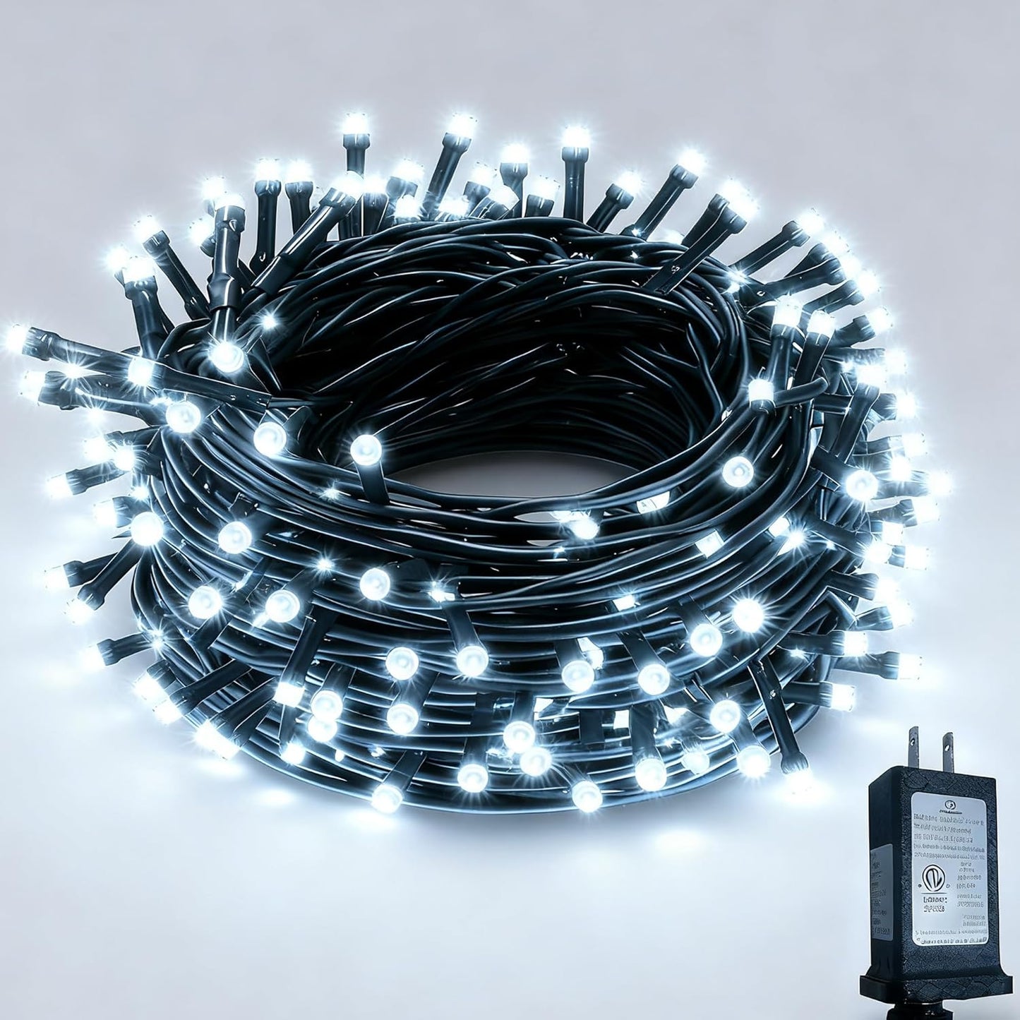 RPGT Christmas Light 1000 LEDs 336ft Green Cable Wire Fairy String Tree Twinkle Lights Plug in 12 Modes for, Outdoor, Garden, Wedding, Christmas Party, Home Decoration (Warm White)