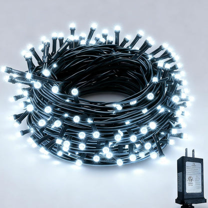 RPGT Christmas Light 1000 LEDs 336ft Green Cable Wire Fairy String Tree Twinkle Lights Plug in 12 Modes for, Outdoor, Garden, Wedding, Christmas Party, Home Decoration (Warm White)
