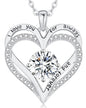 Personalized Double Heart Birthstone Necklace for Women – Sterling Silver Gift