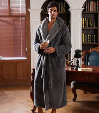 DAVID ARCHY Men's Soft Fleece Plush Robe Full Length Long Bathrobe