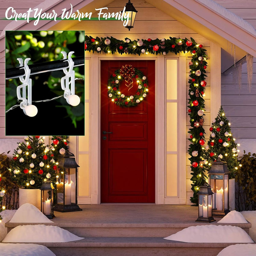 Blulu 150 Pcs Christmas Light Clips Hooks, Outdoor Universal Gutter and Shingle Clip Compatible with C9 C7 C6 for Roof, Roof Ridge Line, Fence, Icicle Lights (Clear)